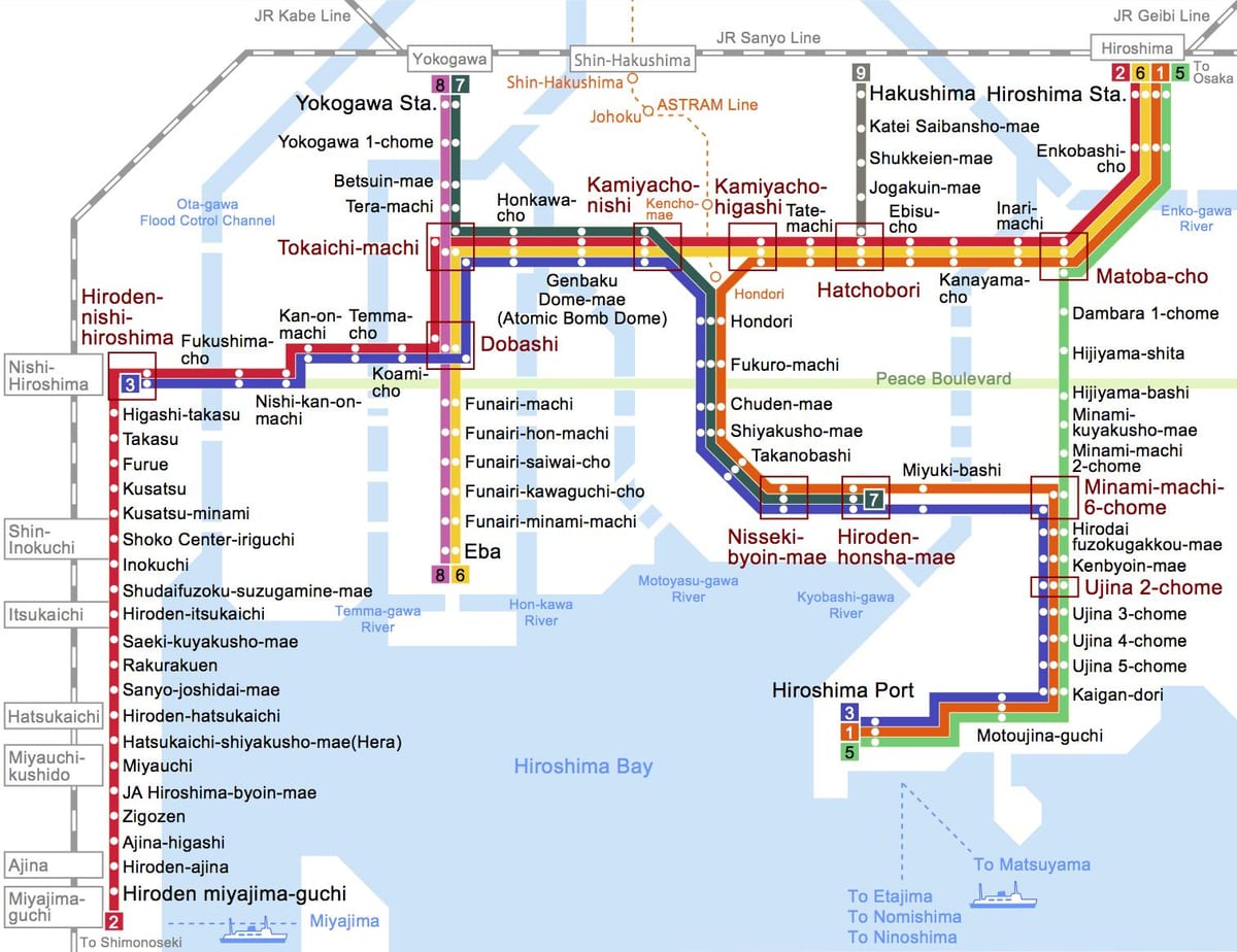 de la estación jr hiroshima mapa