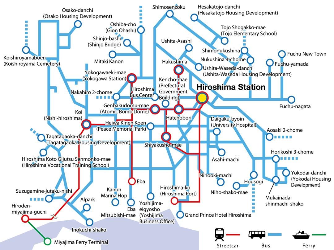 Mapa de hiroshima transporte