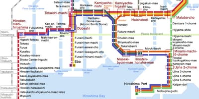 Mapa de hiroshima autobús 